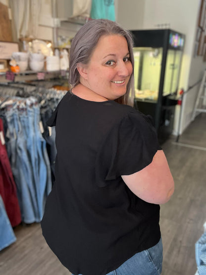 Scallop Neck Blouse Black