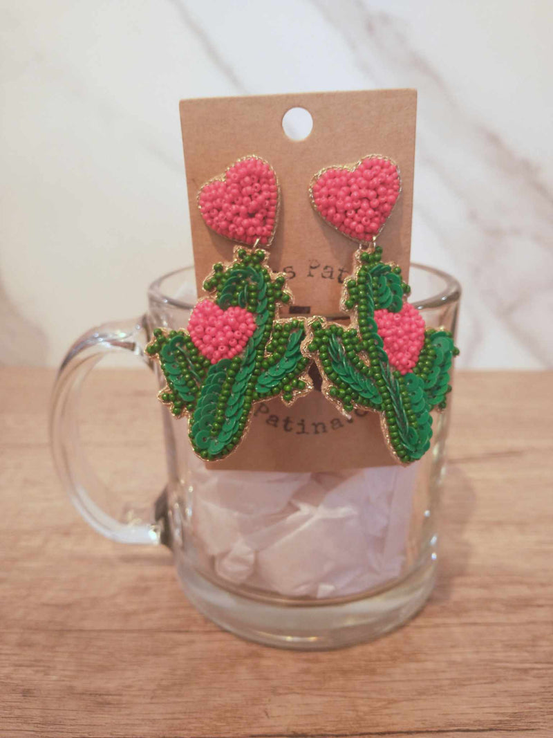 Beaded Cactus Earrings