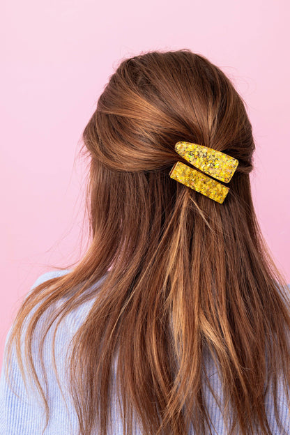 Claw Hair Clip Set - Med - Gold Confetti - 2 Pcs