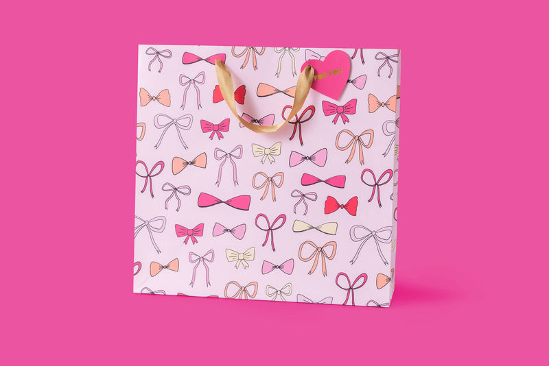 Gift Bags - Pink Bows - Assorted Sizes to Choose From