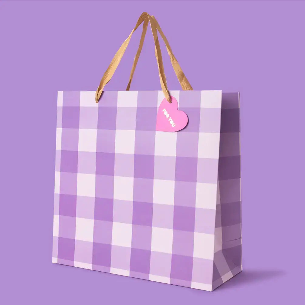 Gift Bags - Purple Gingham - Assorted Sizes