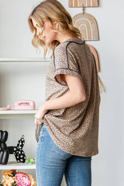 Dolman Sleeve Animal Print Top