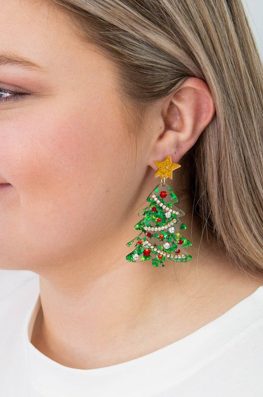 Acrylic Christmas Tree Earrings