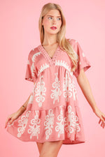 Printed V-Neck Woven Mini Dress