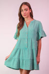9-Mineral Washed Baby Bell Sleeve Woven Mini Dress