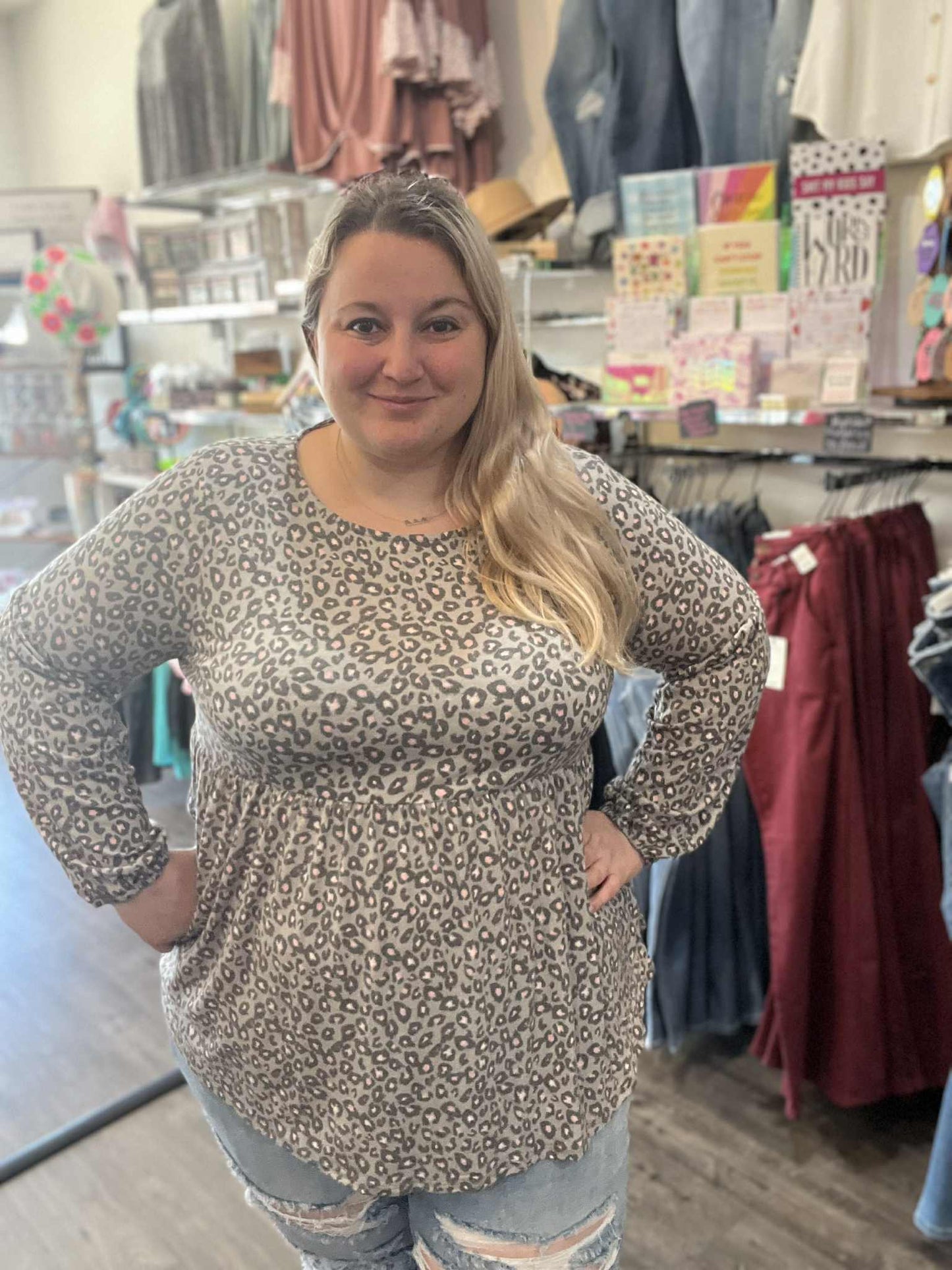 Animal Printed Babydoll Top