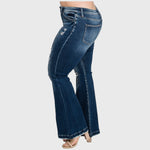 Destroyed Mid Rise Stretch Flare with Patchwork - Petra153 Jeans