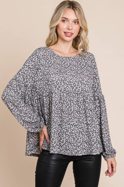 Animal Printed Babydoll Top