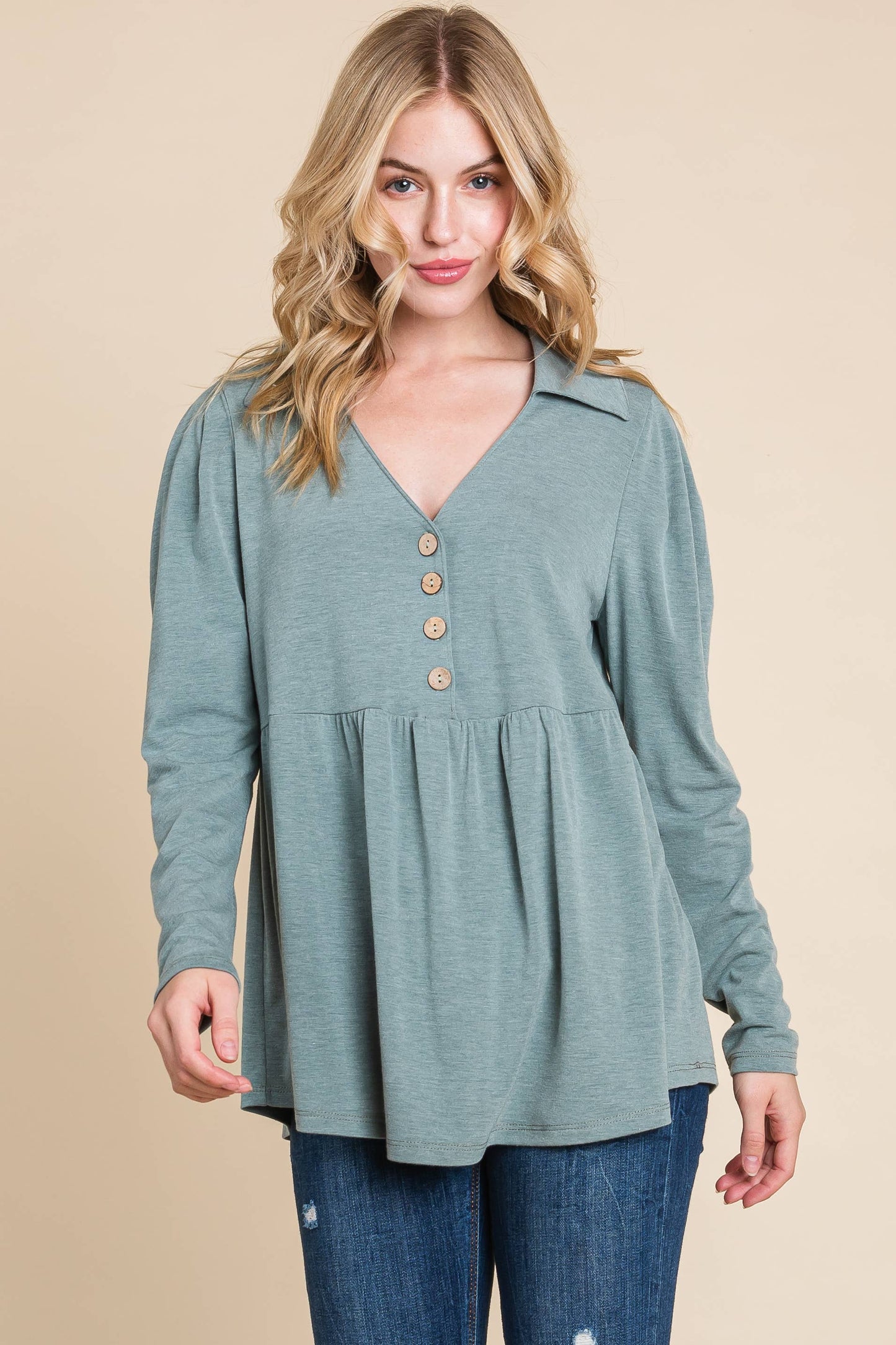 Cute Babydoll Solid Tunic Top