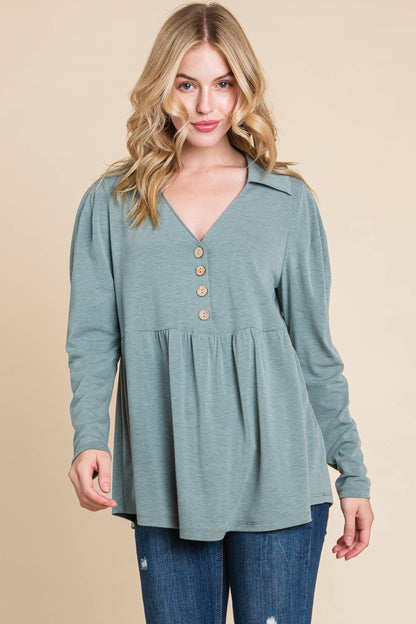 Cute Babydoll Solid Tunic Top