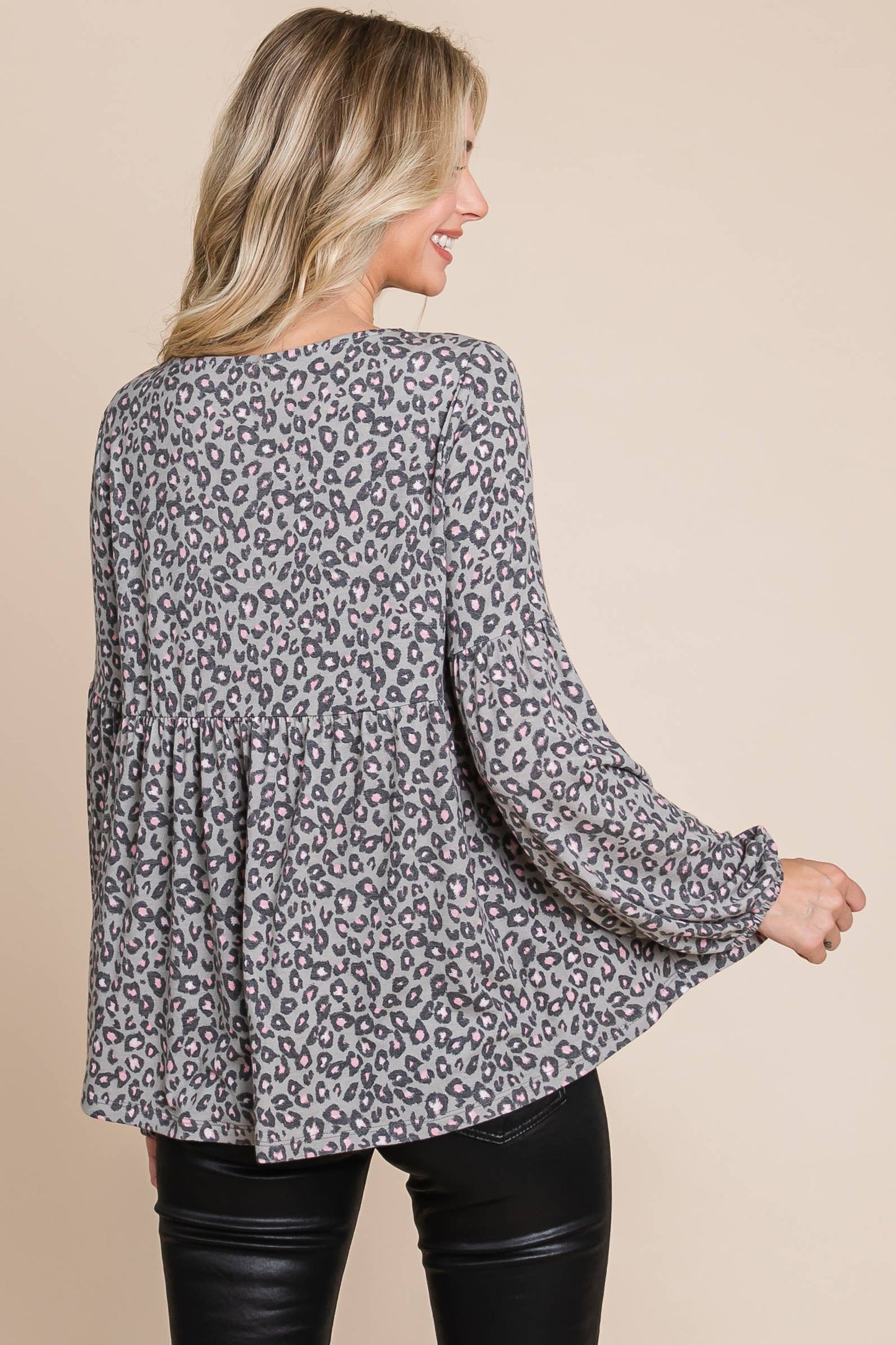 Animal Printed Babydoll Top