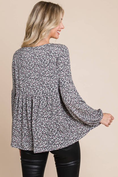 Animal Printed Babydoll Top