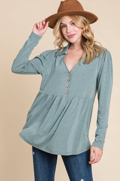 Cute Babydoll Solid Tunic Top
