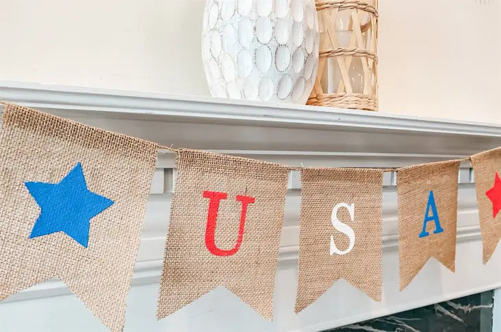 USA Burlap Banner