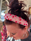 Red and Pink Beaded Headband