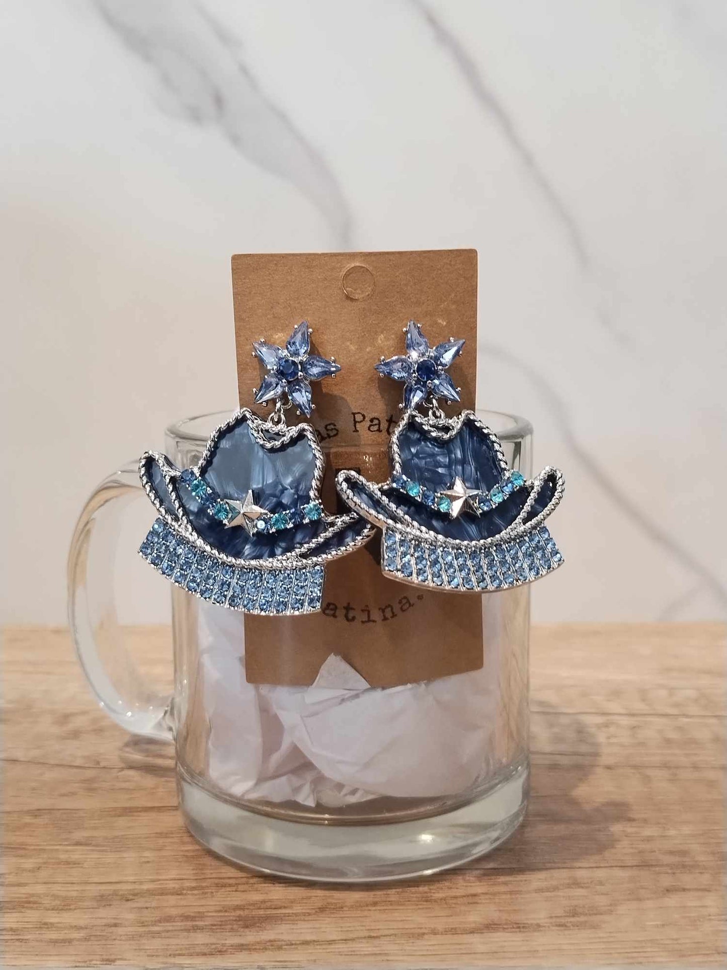 Rhinestone Cowboy Hat Earrings