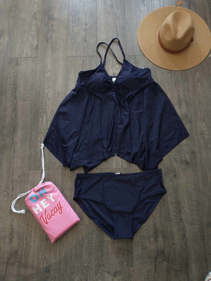 Two Piece Ruffle Tankini Navy