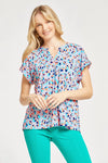 Blue Leopard Lizzy Wrinkle Free Top