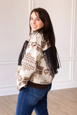 Boho Breeze Aztec Jacket with Fringe