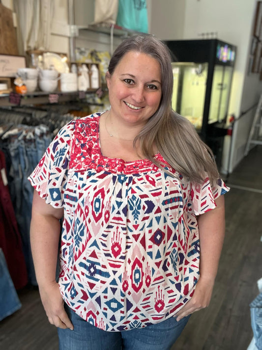 Aztec Purple and Pink Top