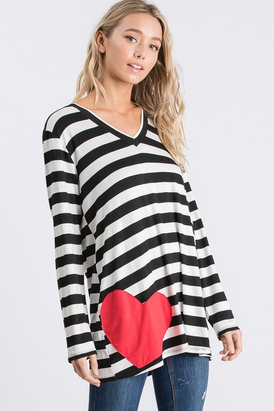 Striped Valentine Patch Top