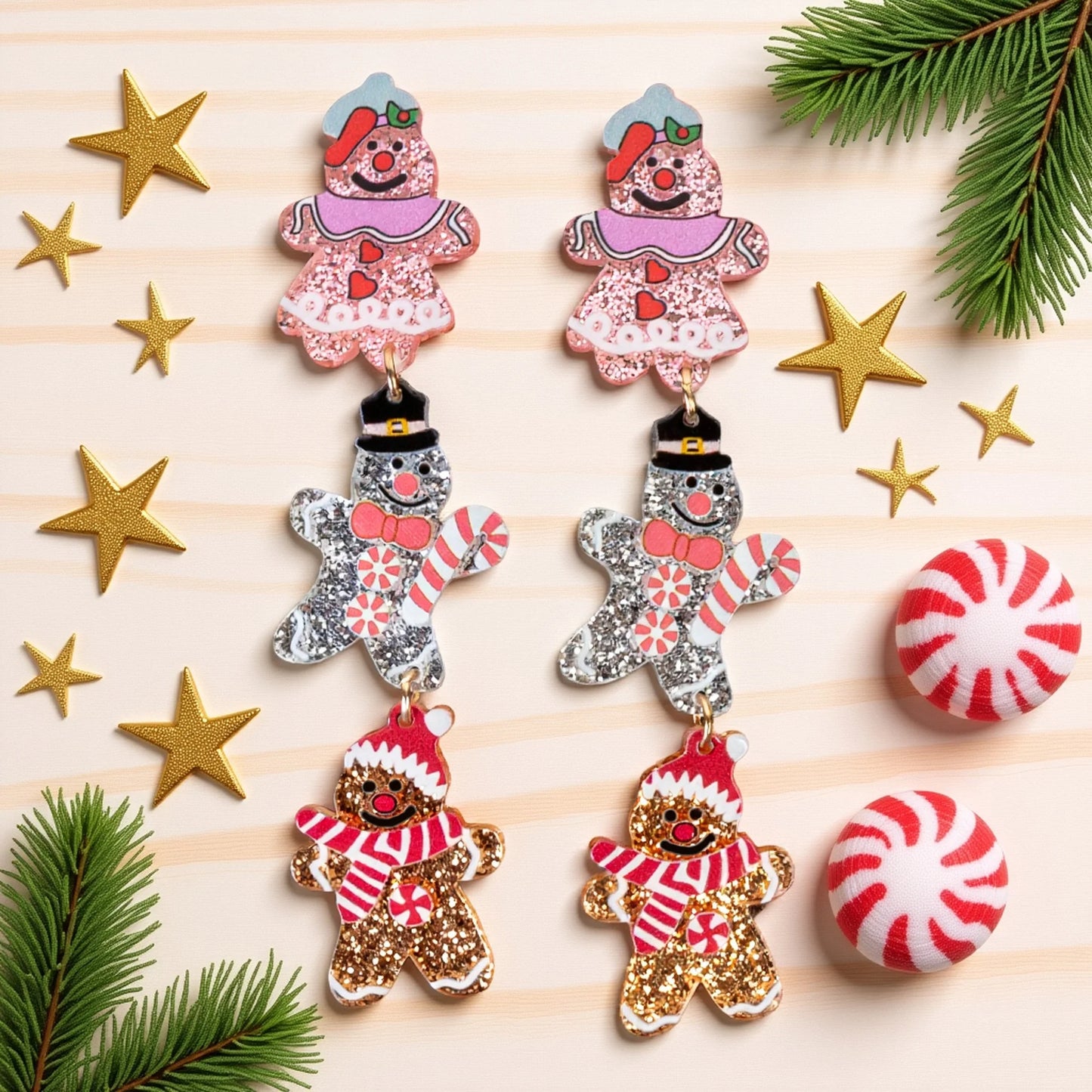 Gingerbread Tiered Earrings