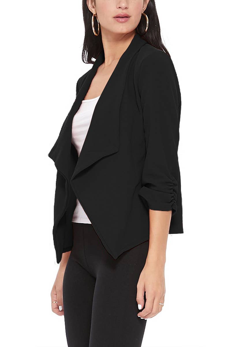 Women's Casual Solid Blazer Jacket - Fitted Silhouette