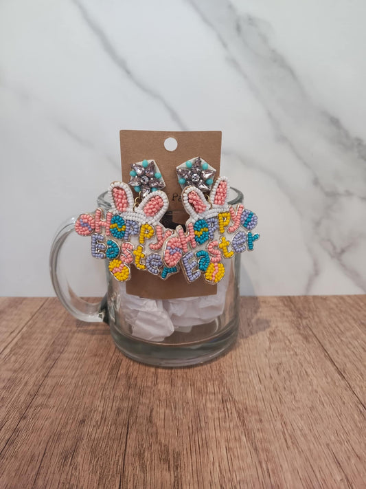Happy Easter Beaded Earrings