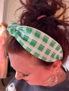 Green Plaid St Patricks Day Knot Headband