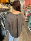 V Neck Asymmetrical Hem Long Sleeve Knit Top