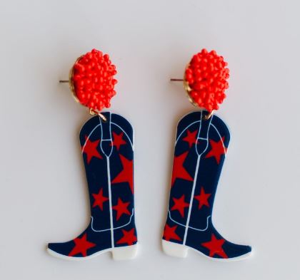 Red and Blue Cowboy Boot Earrings