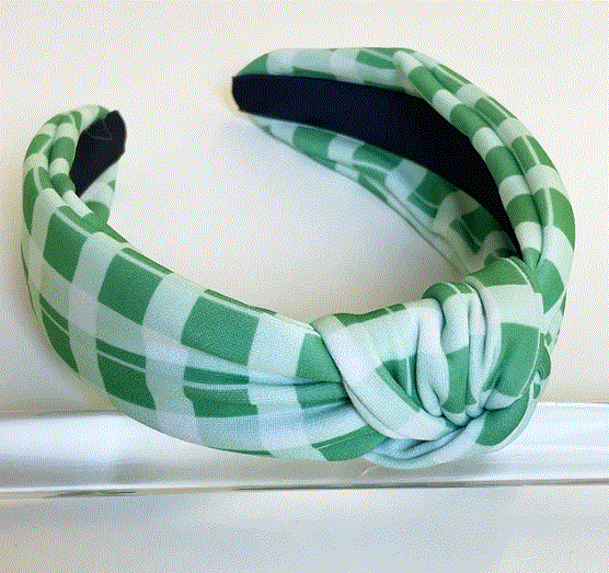 Green Plaid St Patricks Day Knot Headband