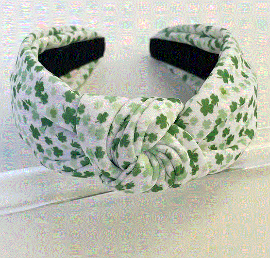 Small Multi Color Four Leaf Clovers St Patricks Day Knot Headband