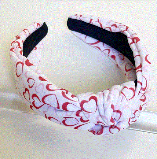 Valentines Hearts Knot Headband