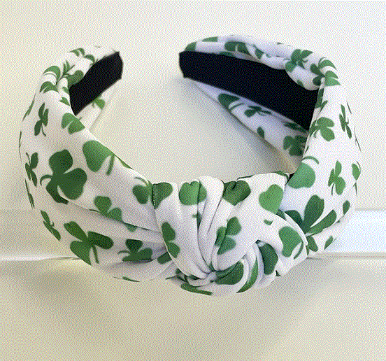 Large Four Leaf Clovers St Patricks Day Knot Headband
