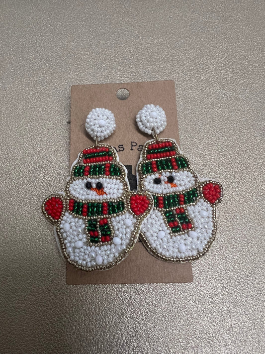 Beaded Snowman Earrings