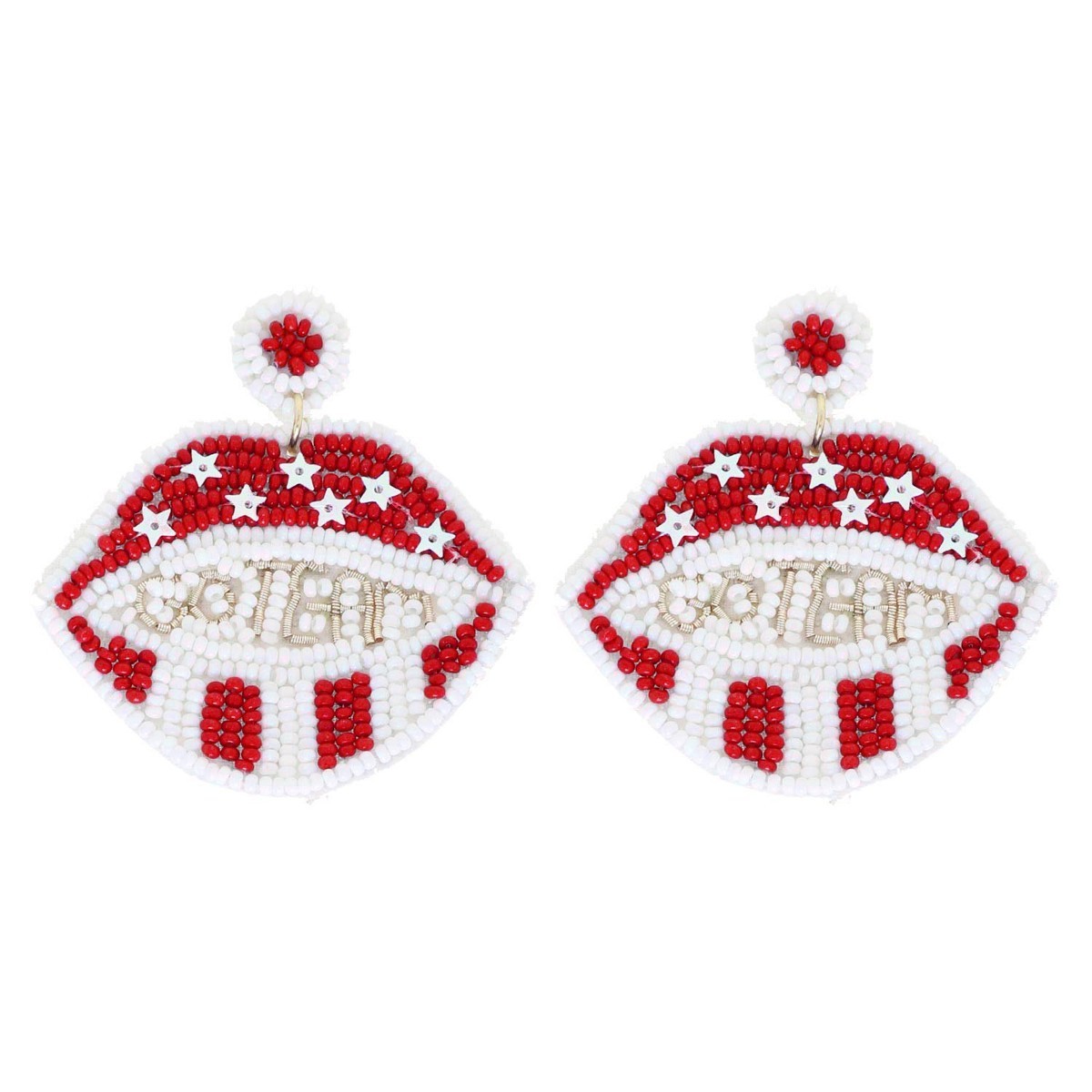 Go Team Lips Beaded Earrings