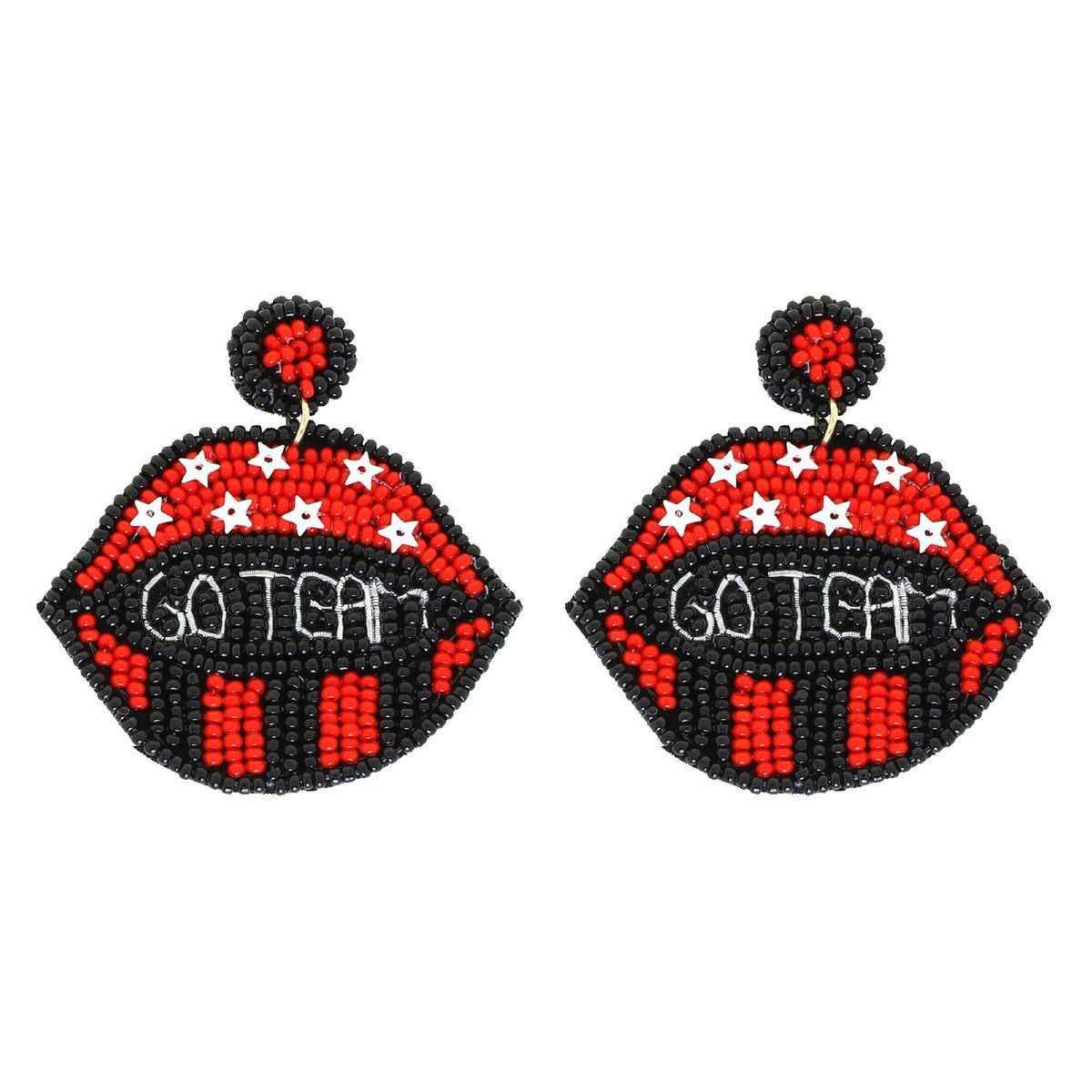 Go Team Lips Beaded Earrings