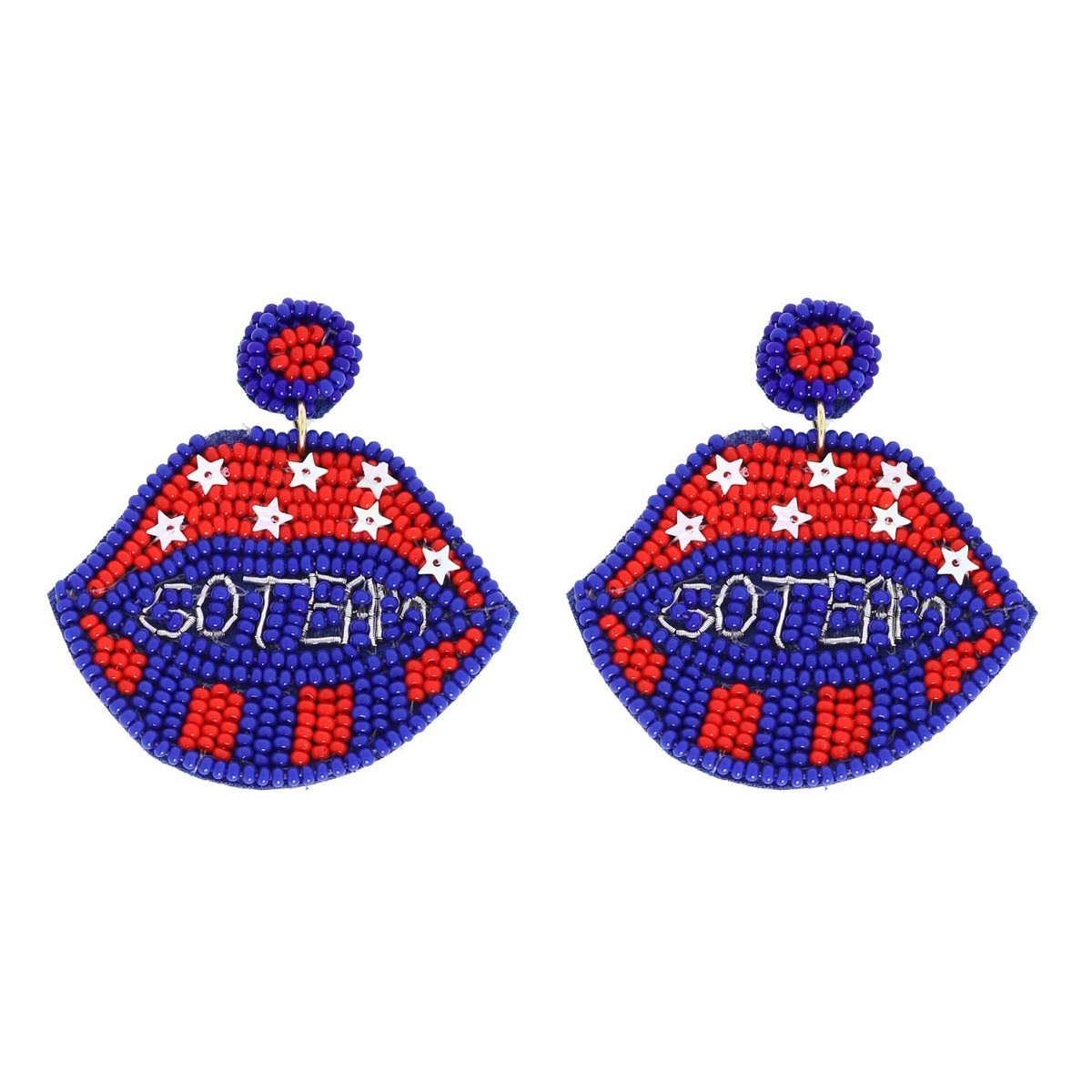 Go Team Lips Beaded Earrings