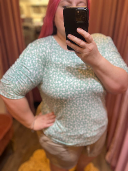 Round Neck Sage Floral Top