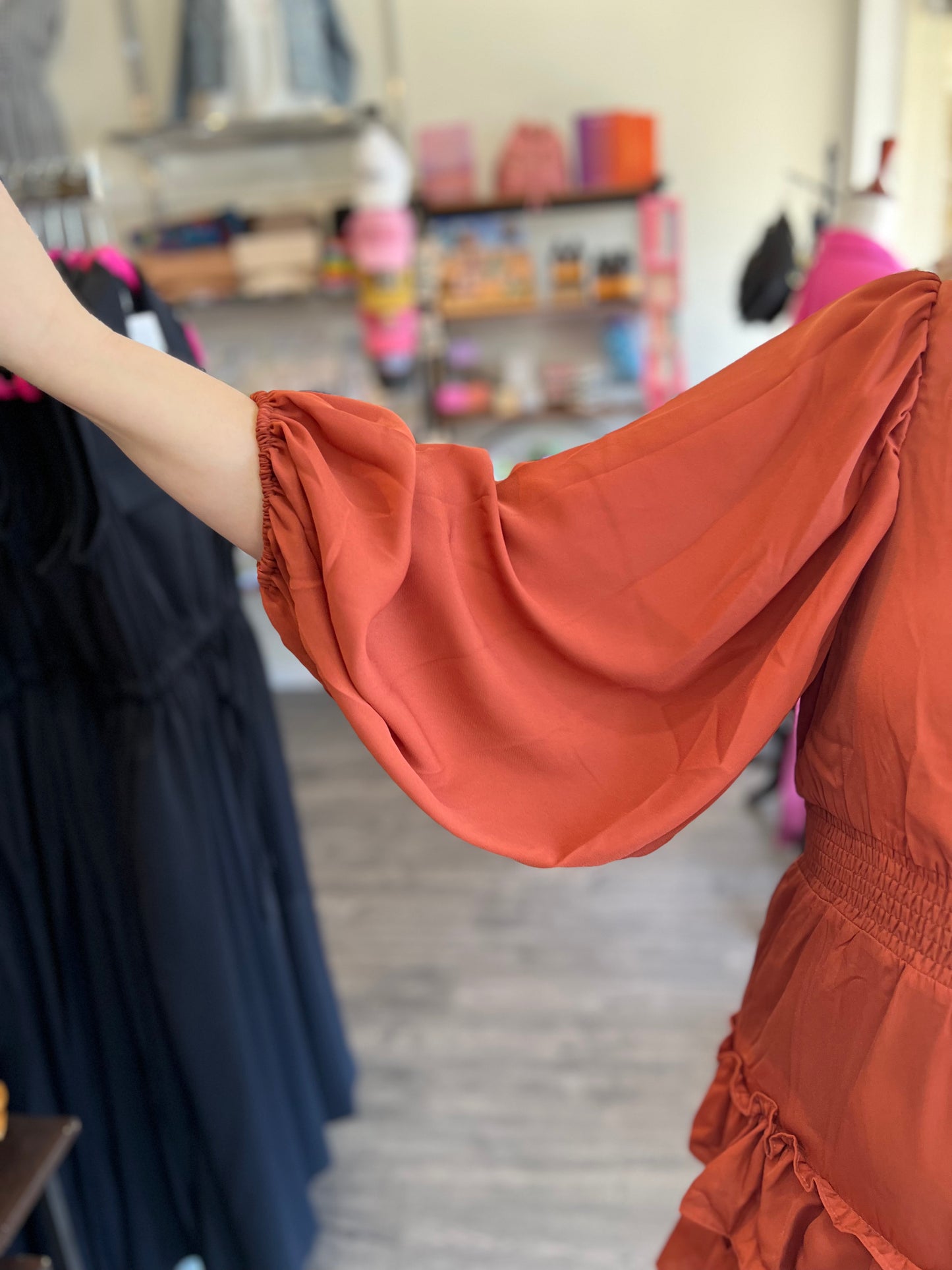 Ruffled Knee Length Dress