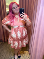 Printed V-Neck Woven Mini Dress