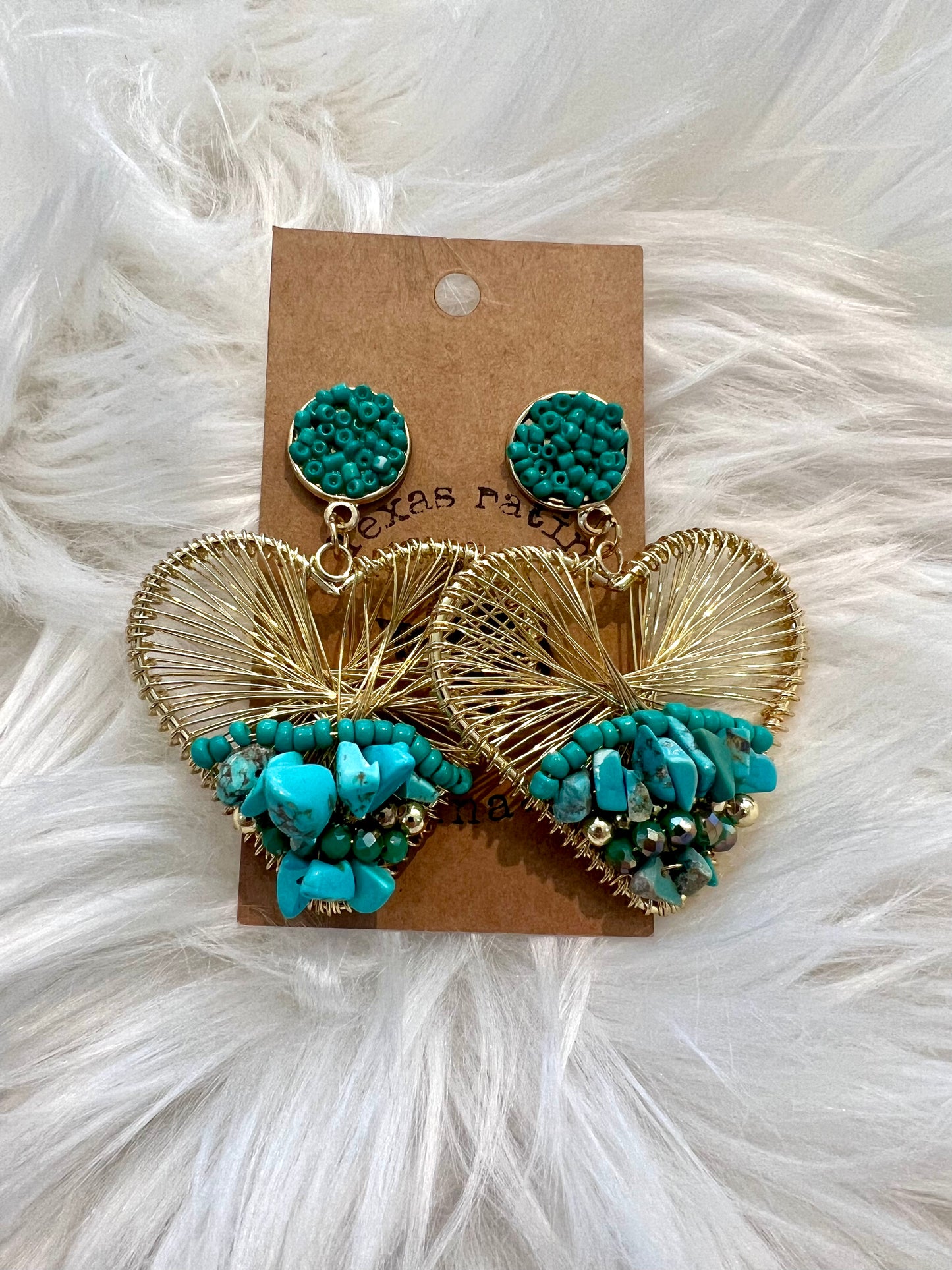 Blue Stone Heart Earrings