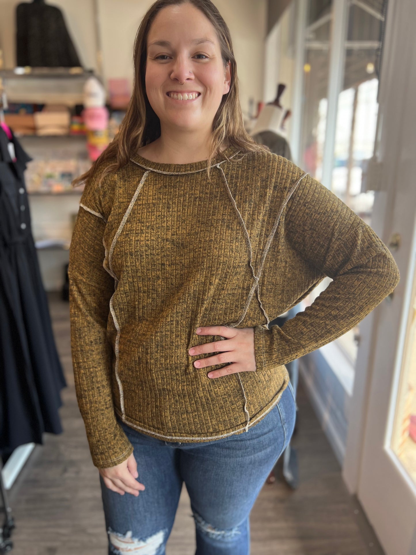 Butterscotch Two Ton Seam out Sweater