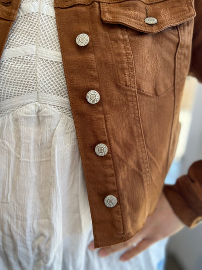 Camel Button Up Jacket Judy Blue 7865