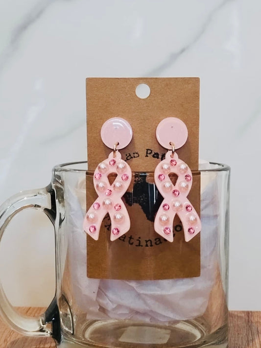 Pink Ribbon Earrings