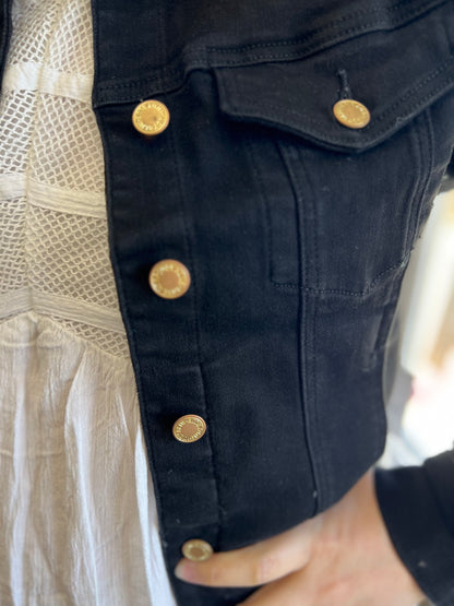 Gold Trim & Cut Hem Jacket Judy Blue 7850