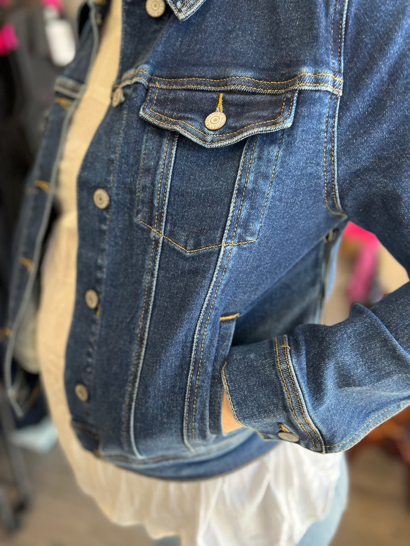 Judy Blue Jeans | Moto Denim Jacket Zipper JB7843-PL Large / Black