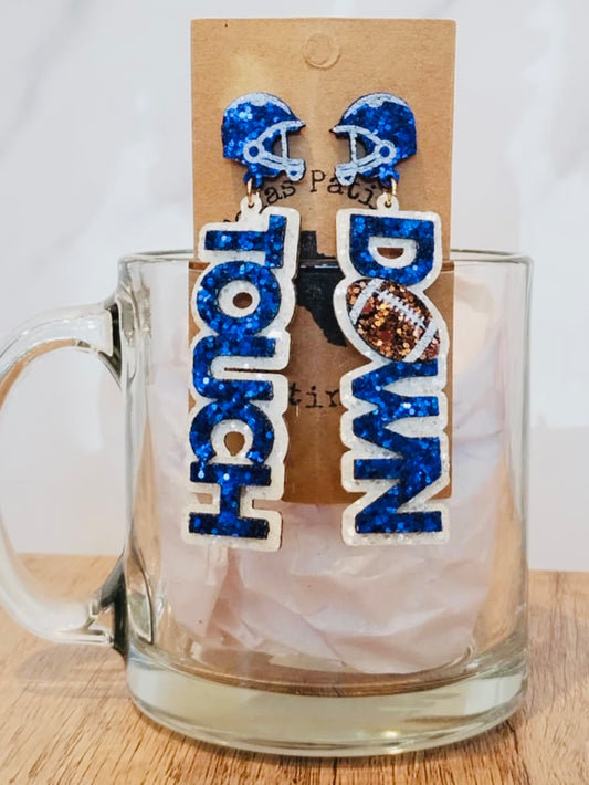 Navy Touchdown Earrings