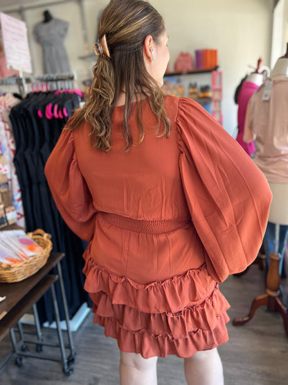 Ruffled Knee Length Dress